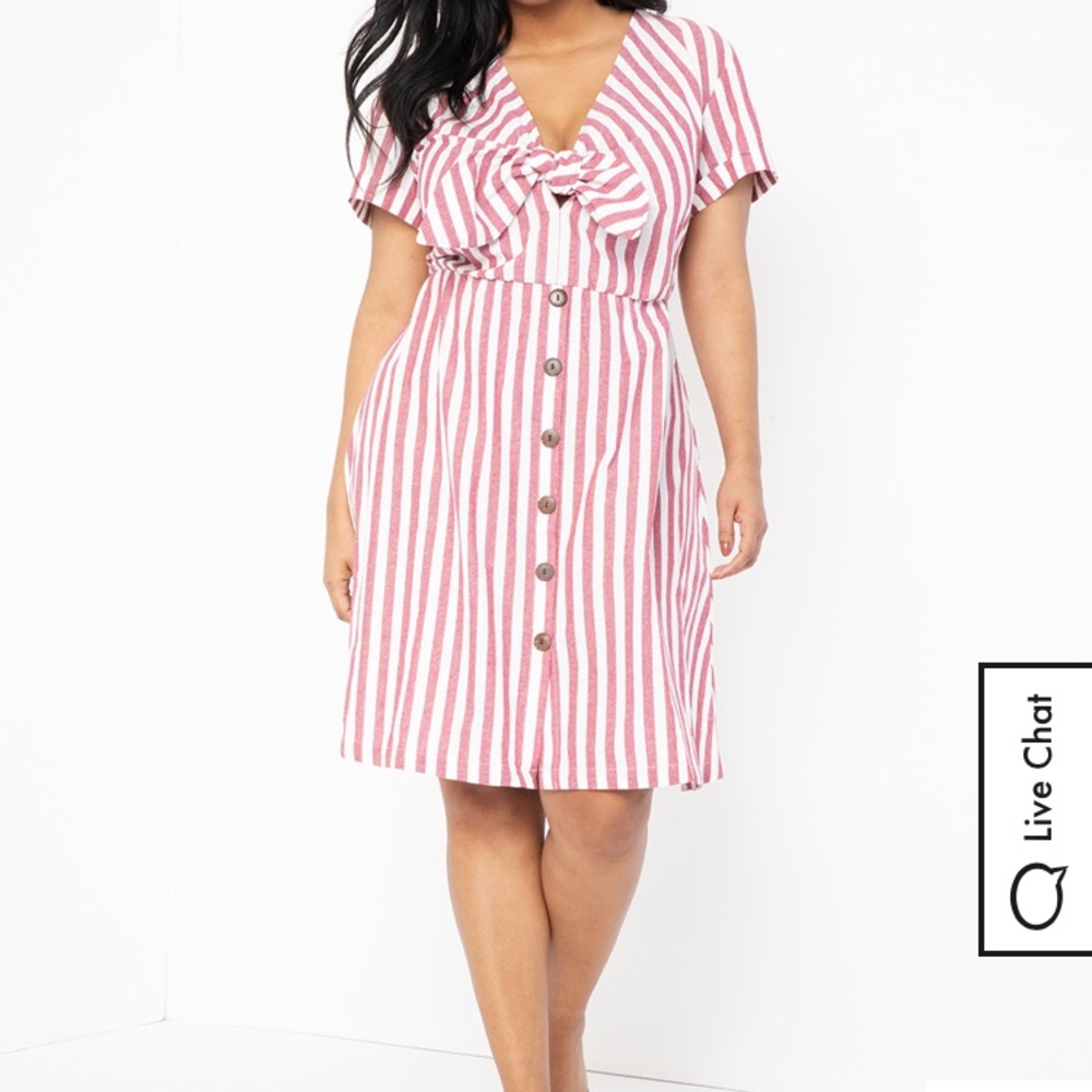 Eloquii striped tie front dress. Worn once.